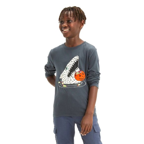 Boys Cat & Jack Long Sleeved Gray Candy Shark Halloween T-Shirt Tee Shirt- Large - Picture 1 of 2